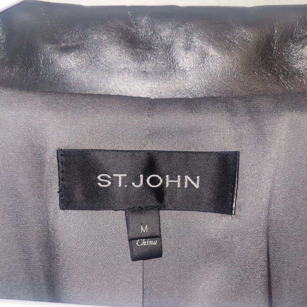 St. John women’s pearlised Napa leather grey jacket - Picture 4 of 12